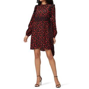 No. 21 Lollipop Print Ruffle Silk Long Sleeve Mini Dress Black Red EU 40/ US S